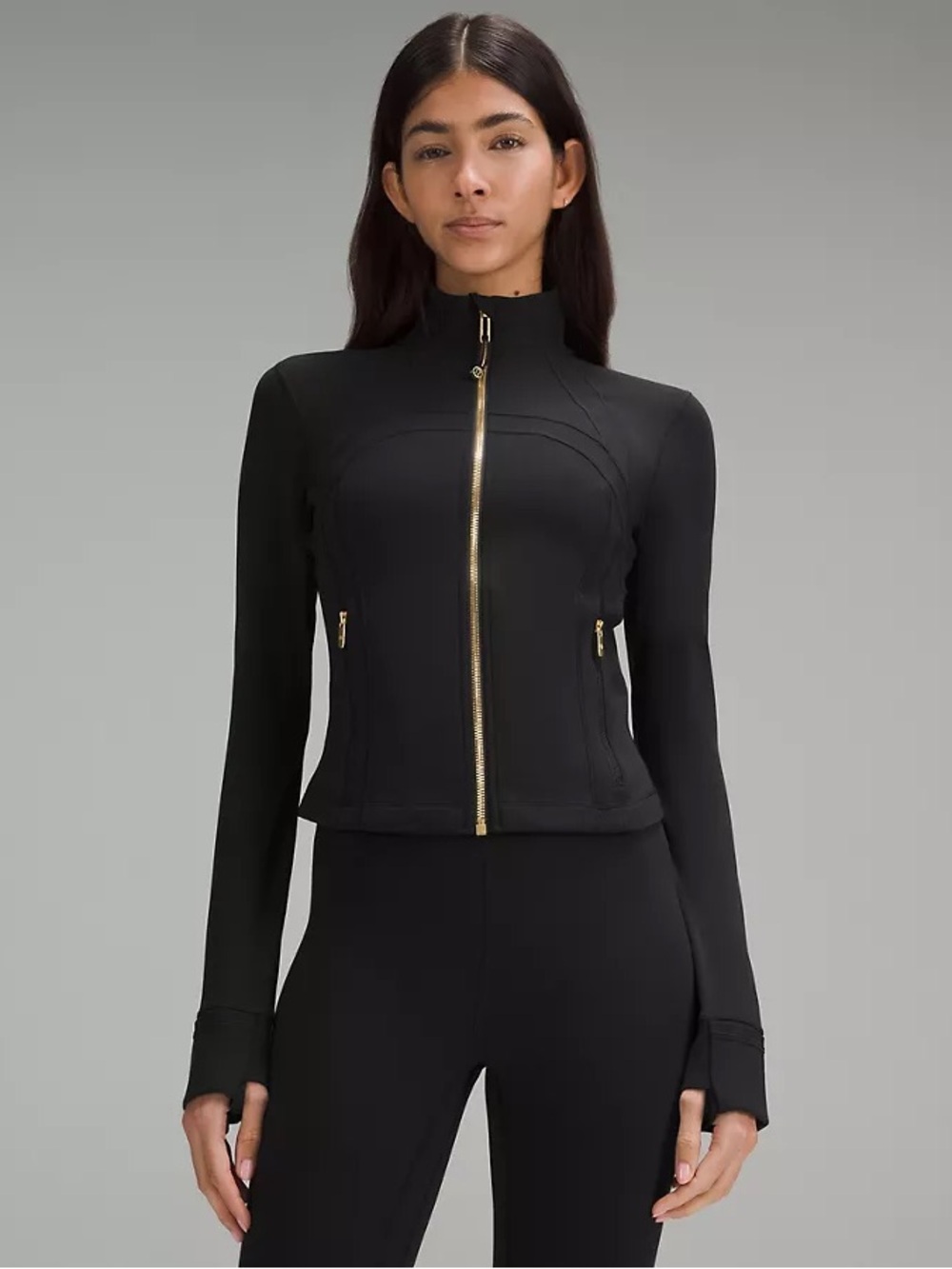 Lululemon Define Cropped Jacket - Black/Gold, Size 8
